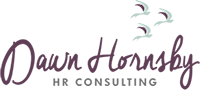Logo and branding - three doves flying with text 'Dawn Hornsby, HR Consulting'